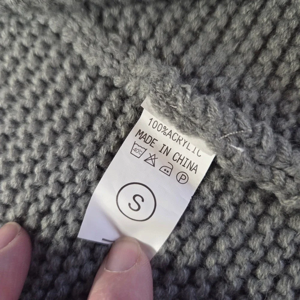 Miss Sparkling Open Front Longline Cardigan Sweater Small Gray Cable‎ Knit
